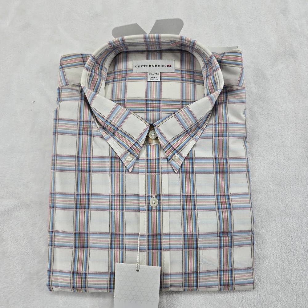Cutter & Buck Men's XXL Plaid Button Front Dress Shirt NWT Multicolor‎